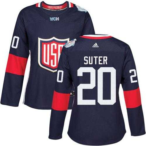 Women's Team USA #20 Ryan Suter Navy Blue 2016 World Cup Stitched NHL Jersey
