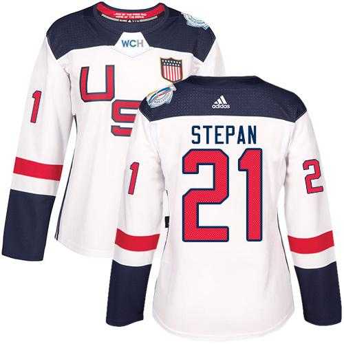 Women's Team USA #21 Derek Stepan White 2016 World Cup Stitched NHL Jersey