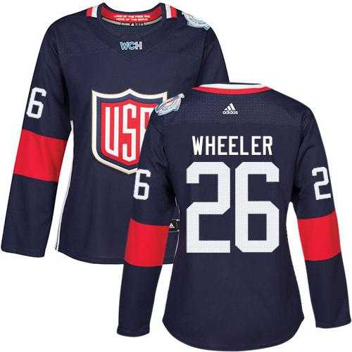 Women's Team USA #26 Blake Wheeler Navy Blue 2016 World Cup Stitched NHL Jersey