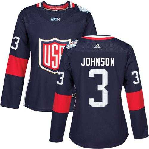 Women's Team USA #3 Jack Johnson Navy Blue 2016 World Cup Stitched NHL Jersey