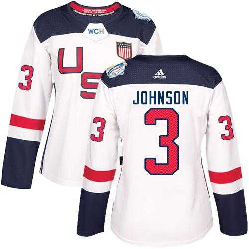 Women's Team USA #3 Jack Johnson White 2016 World Cup Stitched NHL Jersey