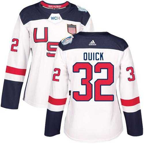 Women's Team USA #32 Jonathan Quick White 2016 World Cup Stitched NHL Jersey