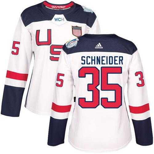 Women's Team USA #35 Cory Schneider White 2016 World Cup Stitched NHL Jersey
