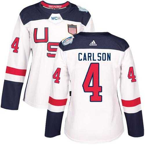Women's Team USA #4 John Carlson White 2016 World Cup Stitched NHL Jersey