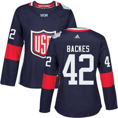 Women's Team USA #42 David Backes Navy Blue 2016 World Cup Stitched NHL Jersey