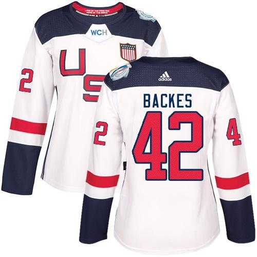 Women's Team USA #42 David Backes White 2016 World Cup Stitched NHL Jersey