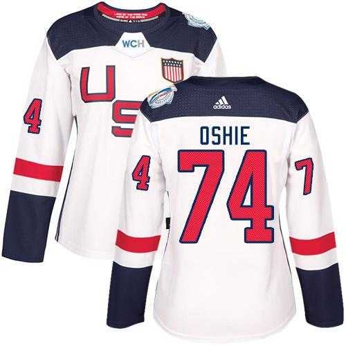 Women's Team USA #74 T. J. Oshie White 2016 World Cup Stitched NHL Jersey