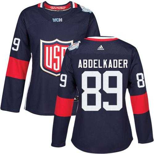 Women's Team USA #89 Justin Abdelkader Navy Blue 2016 World Cup Stitched NHL Jersey