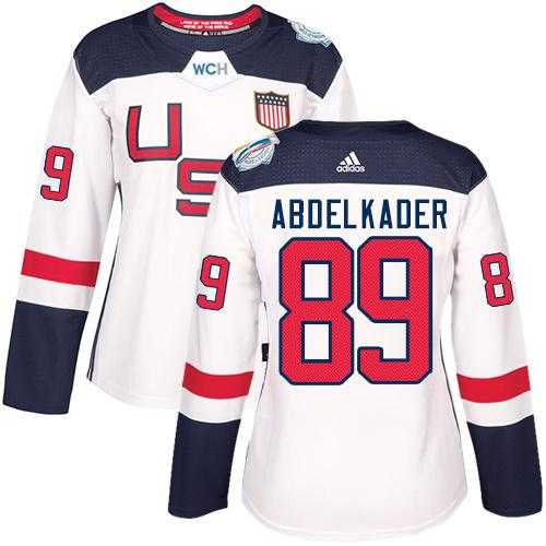 Women's Team USA #89 Justin Abdelkader White 2016 World Cup Stitched NHL Jersey