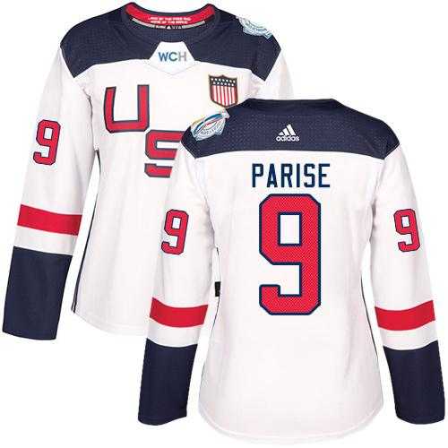 Women's Team USA #9 Zach Parise White 2016 World Cup Stitched NHL Jersey