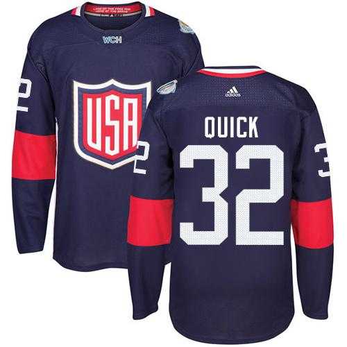 Youth Team USA #32 Jonathan Quick Navy Blue 2016 World Cup Stitched NHL Jersey