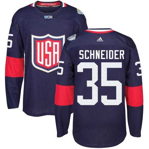 Youth Team USA #35 Cory Schneider Navy Blue 2016 World Cup Stitched NHL Jersey