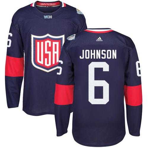 Youth Team USA #6 Erik Johnson Navy Blue 2016 World Cup Stitched NHL Jersey
