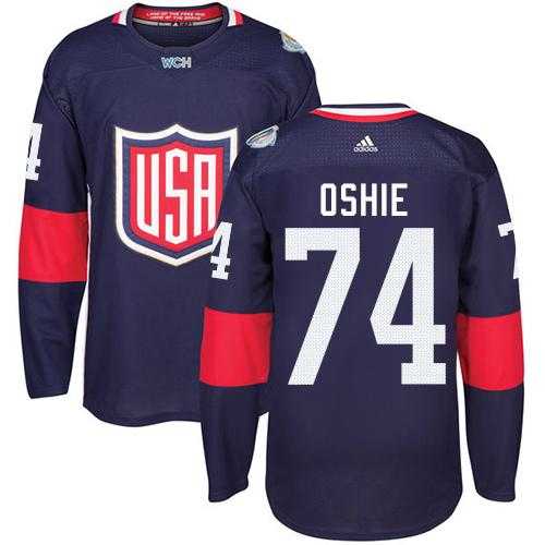Youth Team USA #74 T. J. Oshie Navy Blue 2016 World Cup Stitched NHL Jersey