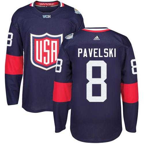 Youth Team USA #8 Joe Pavelski Navy Blue 2016 World Cup Stitched NHL Jersey