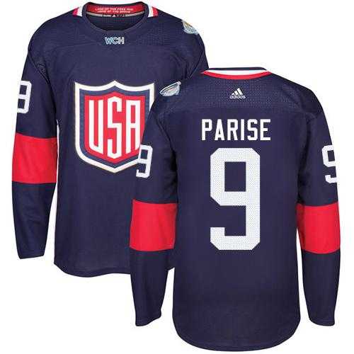 Youth Team USA #9 Zach Parise Navy Blue 2016 World Cup Stitched NHL Jersey