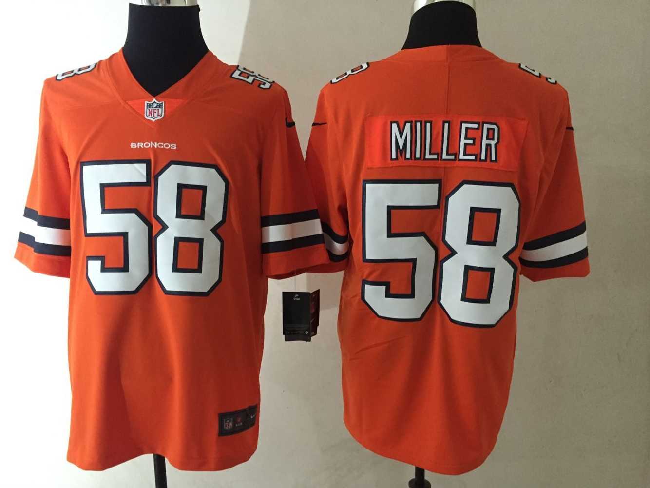 Men''s Denver Broncos #58 Von Miller Nike Orange Color Rush Limited Jersey