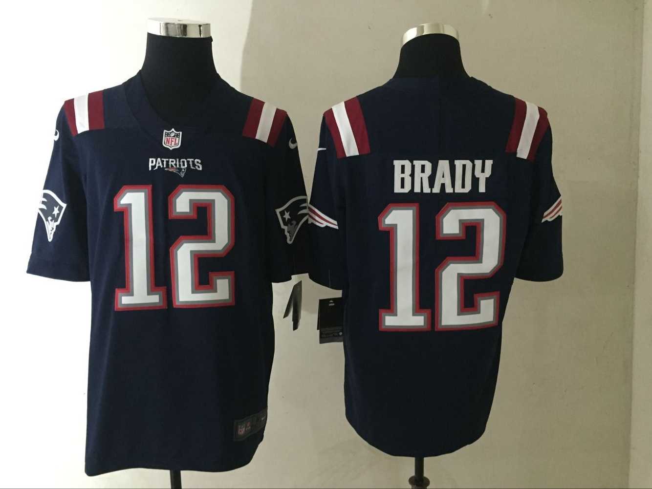 Men''s New England Patriots #12 Tom Brady Nike Navy Color Rush Limited Jersey