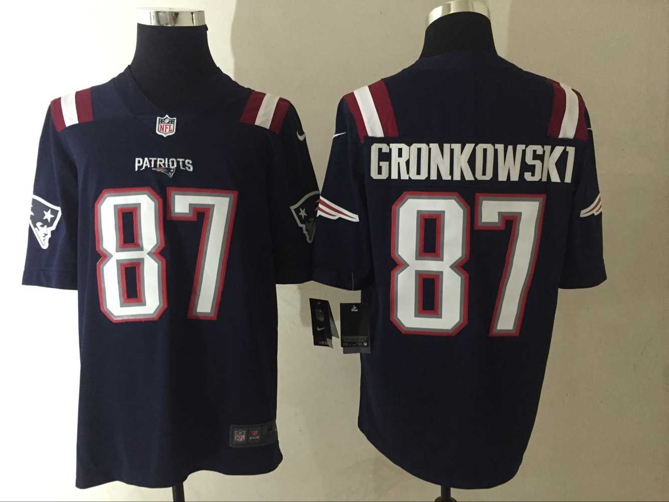 Men''s New England Patriots #87 Rob Gronkowski Nike Navy Color Rush Limited Jersey