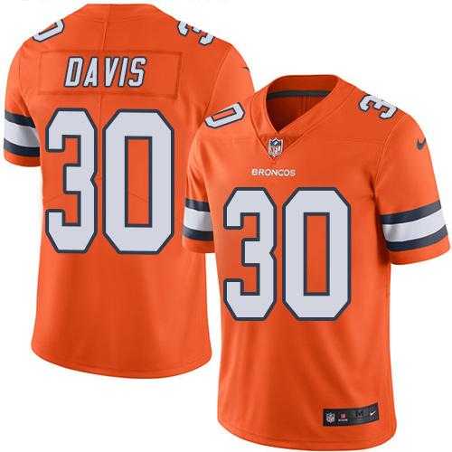Nike Denver Broncos #30 Terrell Davis Orange Men's Stitched NFL Limited Rush Jersey