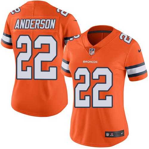Women's Nike Denver Broncos #22 C.J. Anderson Orange Stitched NFL Limited Rush Jersey