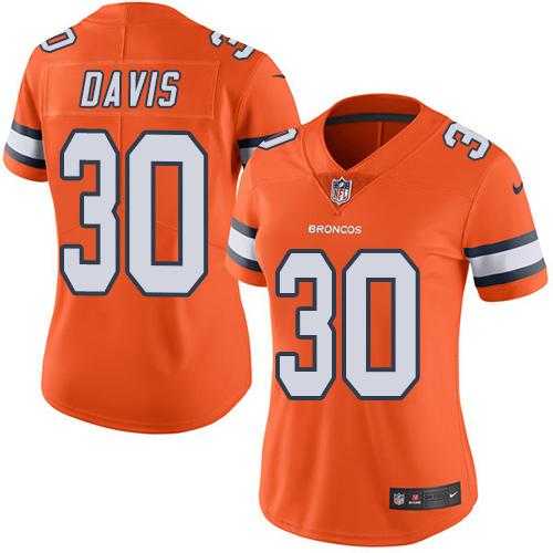 Women's Nike Denver Broncos #30 Terrell Davis Orange Stitched NFL Limited Rush Jersey