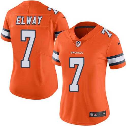 Women's Nike Denver Broncos #7 John Elway Orange Stitched NFL Limited Rush Jersey