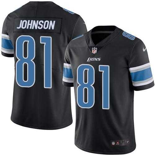 Nike Detroit Lions #81 Calvin Johnson Black Men's Stitched NFL Limited Rush Jersey