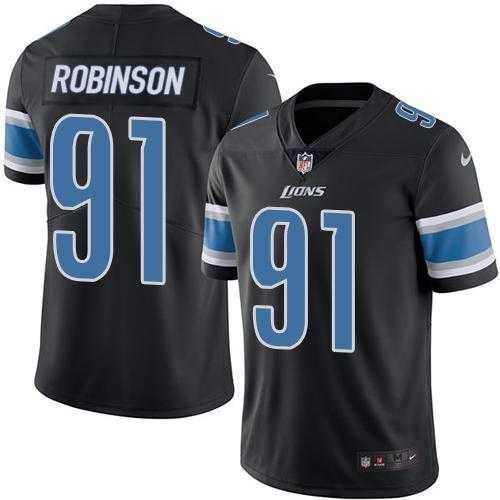 Nike Detroit Lions #91 A'Shawn Robinson Black Men's Stitched NFL Limited Rush Jersey