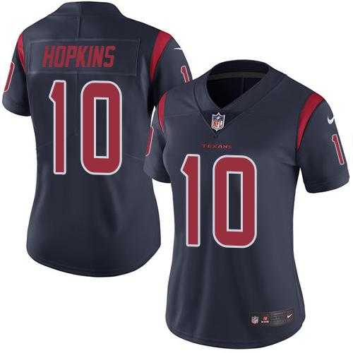 Women's Nike Houston Texans #10 DeAndre Hopkins Navy Blue Stitched NFL Limited Rush Jersey