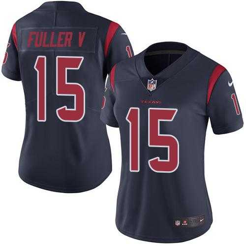 Women's Nike Houston Texans #15 Will Fuller V Navy Blue Stitched NFL Limited Rush Jersey