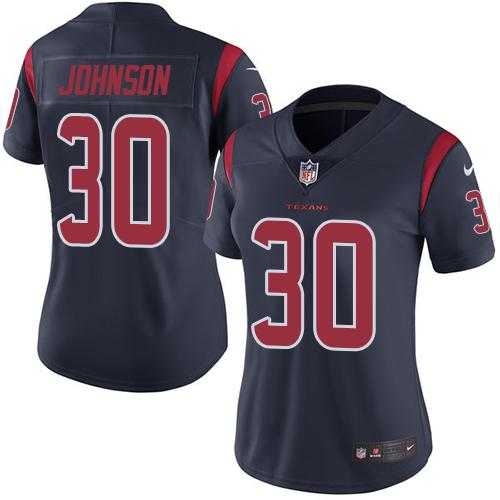 Women's Nike Houston Texans #30 Kevin Johnson Navy Blue Stitched NFL Limited Rush Jersey
