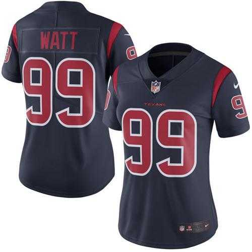 Women's Nike Houston Texans #99 J.J. Watt Navy Blue Stitched NFL Limited Rush Jersey