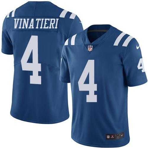 Nike Indianapolis Colts #4 Adam Vinatieri Royal Blue Men's Stitched NFL Limited Rush Jersey