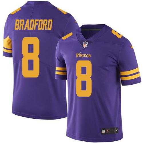 Nike Minnesota Vikings #8 Sam Bradford Purple Men's Stitched NFL Limited Rush Jersey
