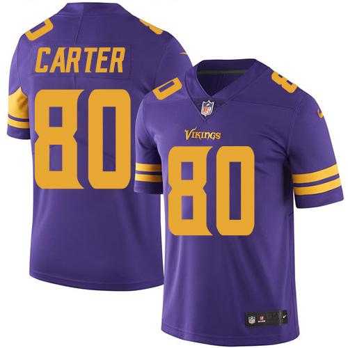 Nike Minnesota Vikings #80 Cris Carter Purple Men's Stitched NFL Limited Rush Jersey