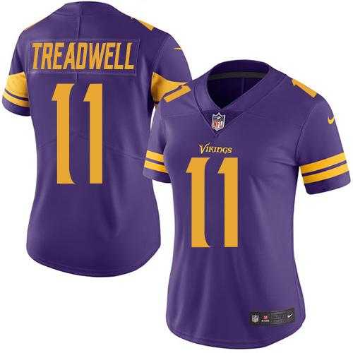Women's Nike Minnesota Vikings #11 Laquon Treadwell Purple Stitched NFL Limited Rush Jersey