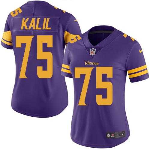 Women's Nike Minnesota Vikings #75 Matt Kalil Purple Stitched NFL Limited Rush Jersey
