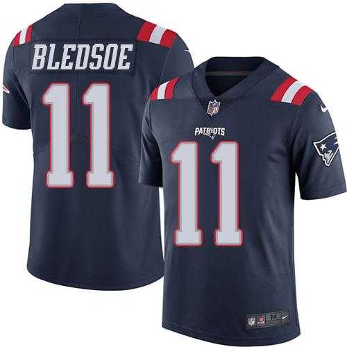 Nike New England Patriots #11 Drew Bledsoe Navy Blue Men's Stitched NFL Limited Rush Jersey