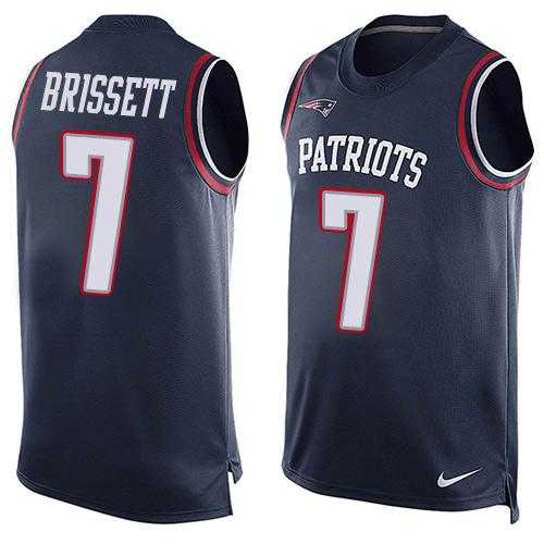 Nike New England Patriots #7 Jacoby Brissett Navy Blue Team Color Men's Stitched NFL Limited Tank Top Jersey