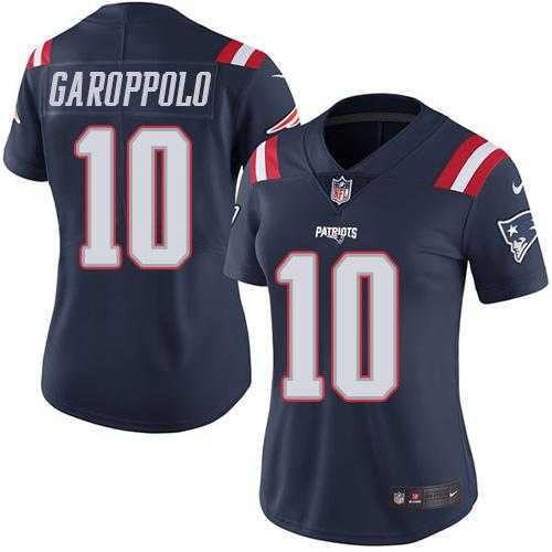 Women's Nike New England Patriots #10 Jimmy Garoppolo Navy Blue Stitched NFL Limited Rush Jersey