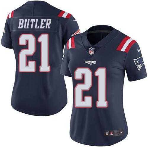 Women's Nike New England Patriots #21 Malcolm Butler Navy Blue Stitched NFL Limited Rush Jersey
