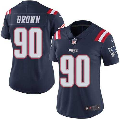 Women's Nike New England Patriots #90 Malcom Brown Navy Blue Stitched NFL Limited Rush Jersey