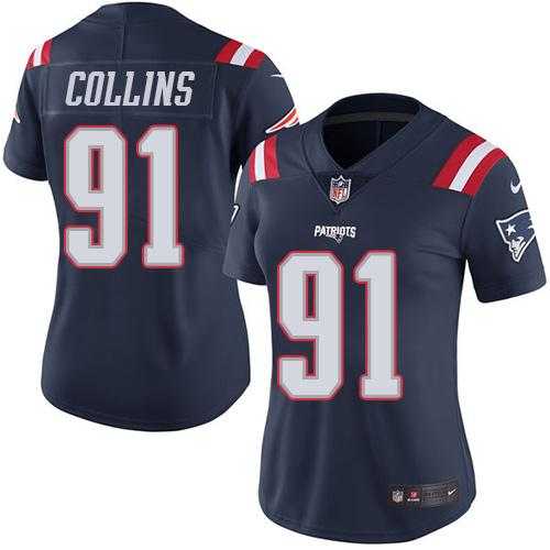 Women's Nike New England Patriots #91 Jamie Collins Navy Blue Stitched NFL Limited Rush Jersey