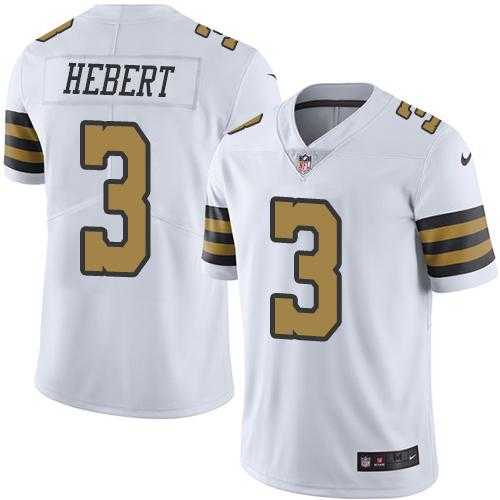 Nike New Orleans Saints #3 Bobby Hebert White Men's Stitched NFL Limited Rush Jersey