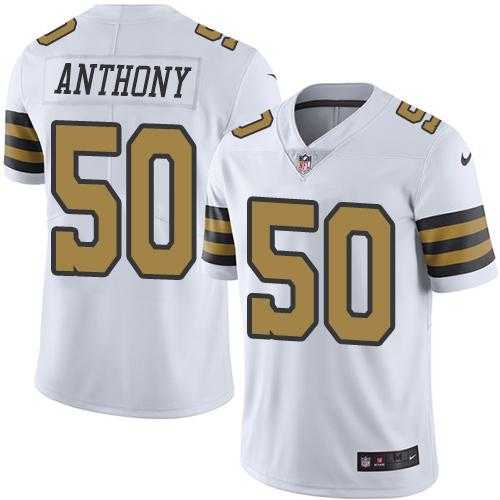 Nike New Orleans Saints #50 Stephone Anthony White Men's Stitched NFL Limited Rush Jersey