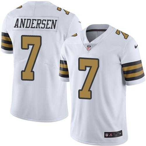Nike New Orleans Saints #7 Morten Andersen White Men's Stitched NFL Limited Rush Jersey
