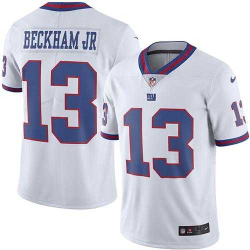 Nike New York Giants #13 Odell Beckham Jr White Men's Stitched NFL Limited Rush Jersey