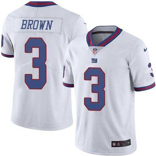 Nike New York Giants #3 Josh Brown White Men's Stitched NFL Limited Rush Jersey