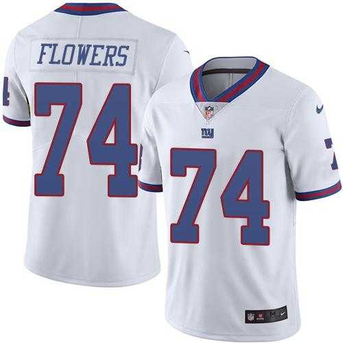 Nike New York Giants #74 Ereck Flowers White Men's Stitched NFL Limited Rush Jersey